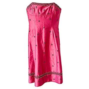 Laundry By Shelli Segal Silk Pink Strapless Dress Embellished Design Sz 6 NWT